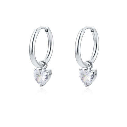 Orecchini Cerchio con Cristallo a Cuore - Attimi - #BrandGioielli