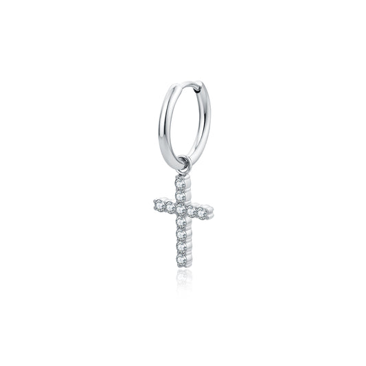 Orecchino Singolo Cerchio con Croce - Faith - #BrandGioielli