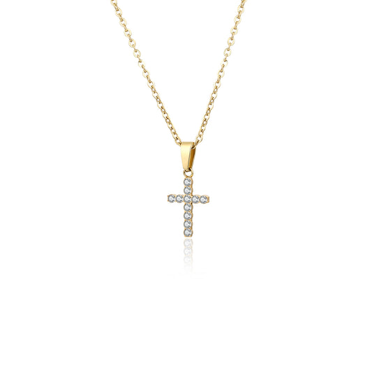 Collana Croce Piccola pvd dorato - Faith - #BrandGioielli