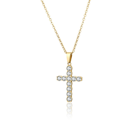 Collana Croce Grande pvd dorato - Faith - #BrandGioielli