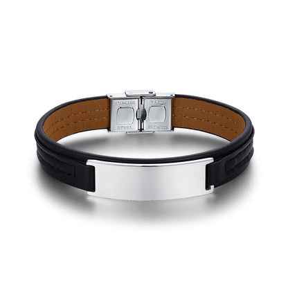 Bracciale Targa in Pelle Nera - Personalizzabile - #BrandGioielli