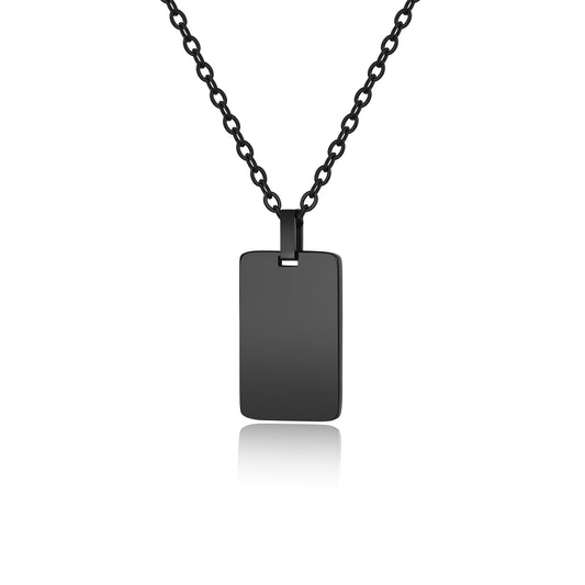 Collana Targa Nera Pendente - Personalizzabile - #BrandGioielli