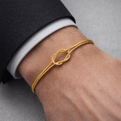 Bracciale Nodo in Acciaio Placcato Oro - Kuma Gioielli