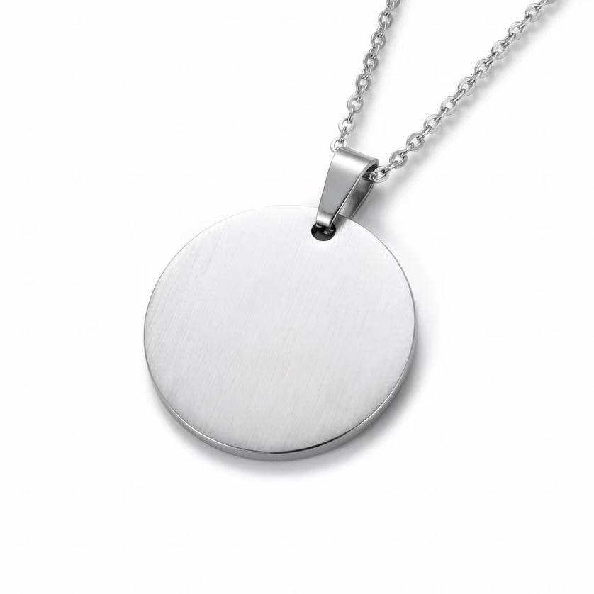 Collana in Acciaio con pendente Tondo Personalizzabile