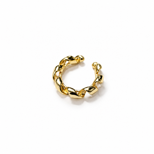 Orecchino Ear Cuff Torchon in Acciaio Placcato Oro