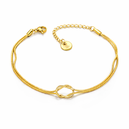 Bracciale Nodo in Acciaio Placcato Oro - Kuma Gioielli