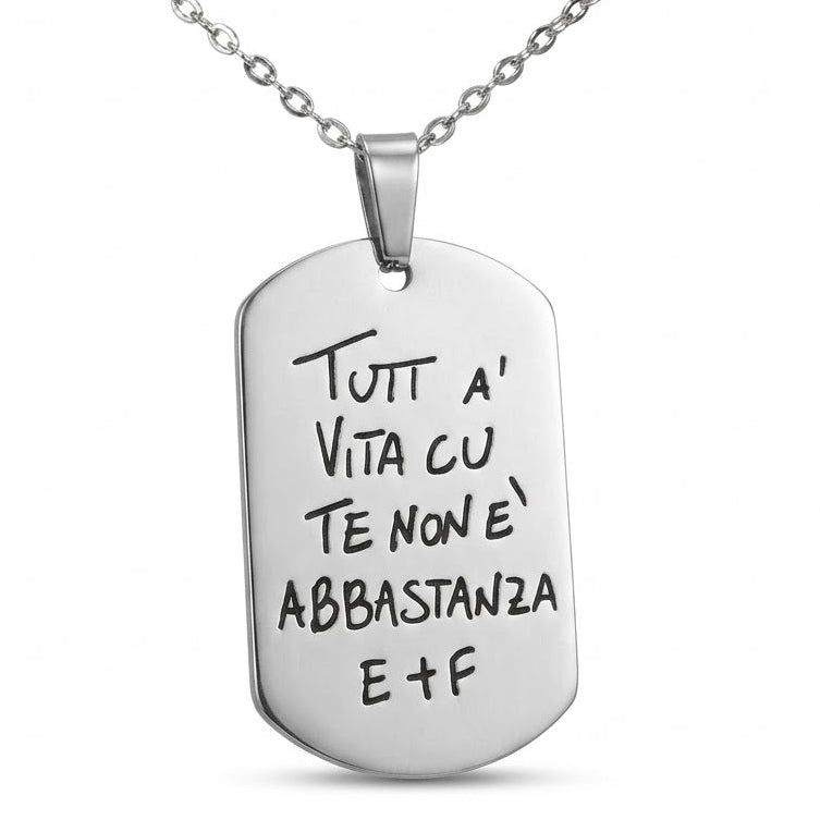 Collana in Acciaio con pendente a piastrina Personalizzabile
