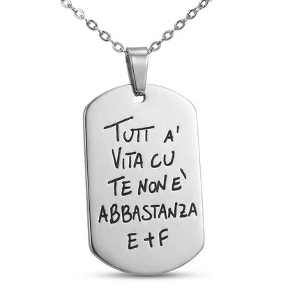 Collana in Acciaio con pendente a piastrina Personalizzabile