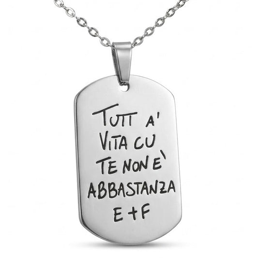 Collana in Acciaio con pendente a piastrina Personalizzabile