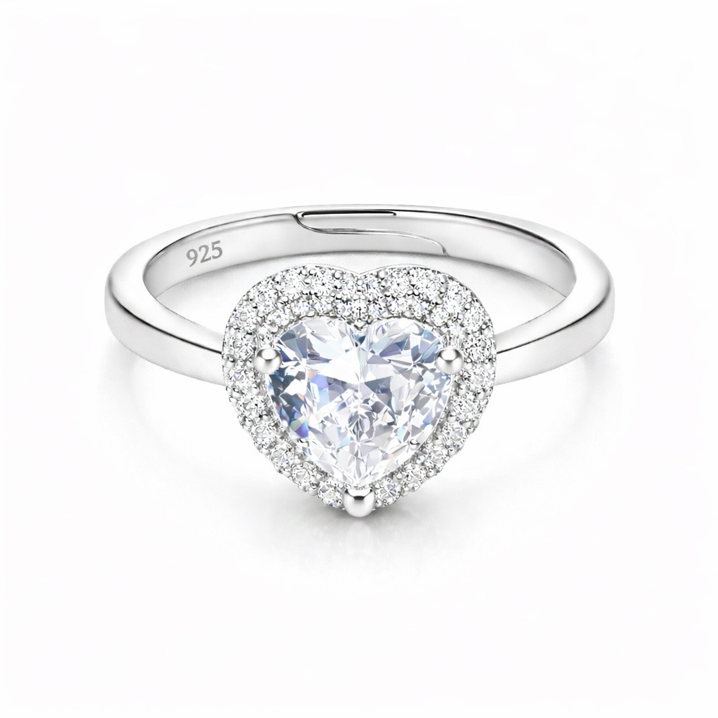 Anello Solitario Heart in Argento 925