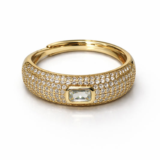 Anello Pavè in Argento 925 Placcato Oro