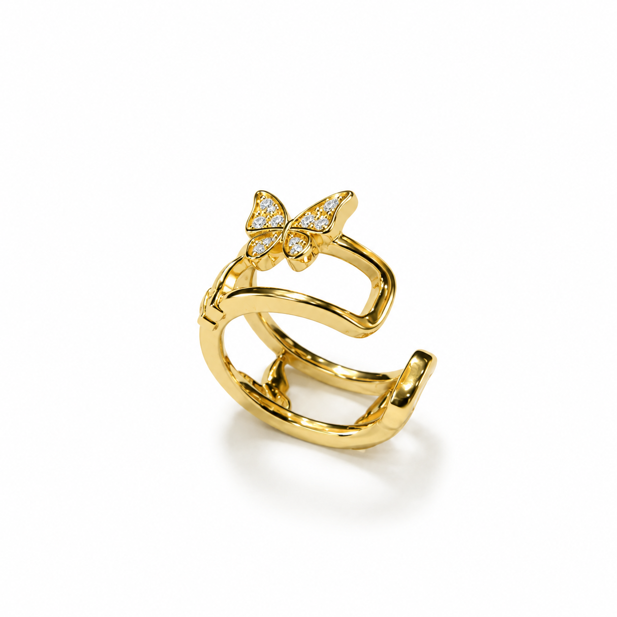 Orecchino Ear Cuff DX ButterFly in Acciaio Placcato Oro