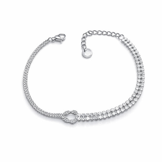 Bracciale Mezzo Tennis con Nodo in Acciaio - Kuma Gioielli