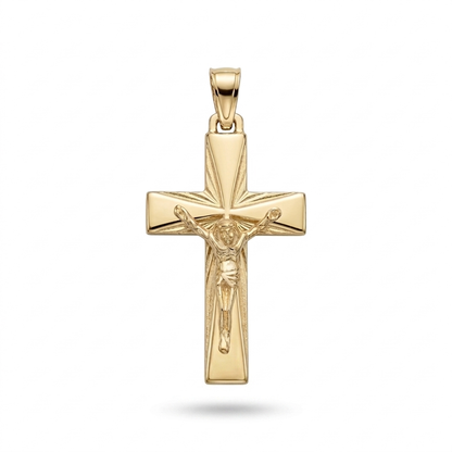 Pendente Croce con Cristo in Argento 925 Placcato Oro