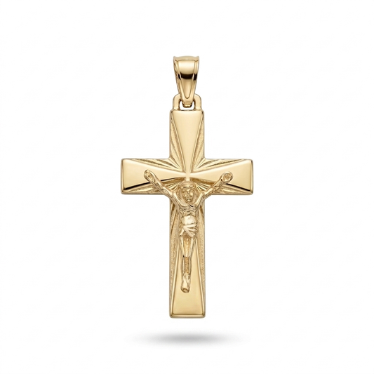 Pendente Croce con Cristo in Argento 925 Placcato Oro