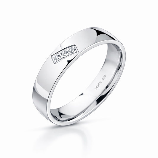 Fedina in Argento 925 Mod. Comoda con Zirconi