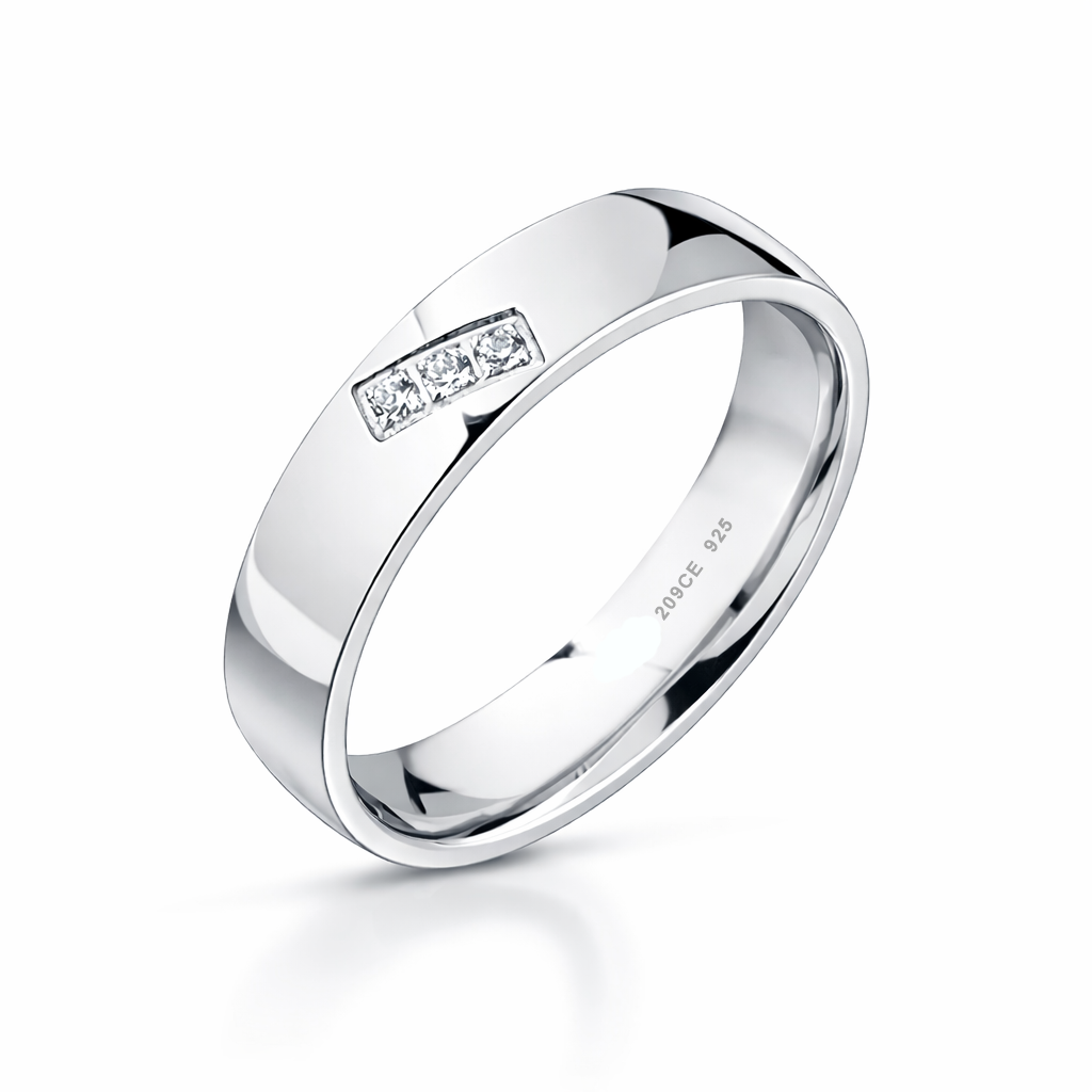 Fedina in Argento 925 Mod. Comoda con Zirconi