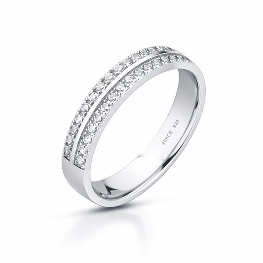 Fedina in Argento 925 Mod. Comoda con Zirconi