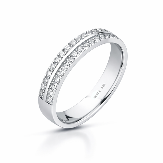 Fedina in Argento 925 Mod. Comoda con Zirconi