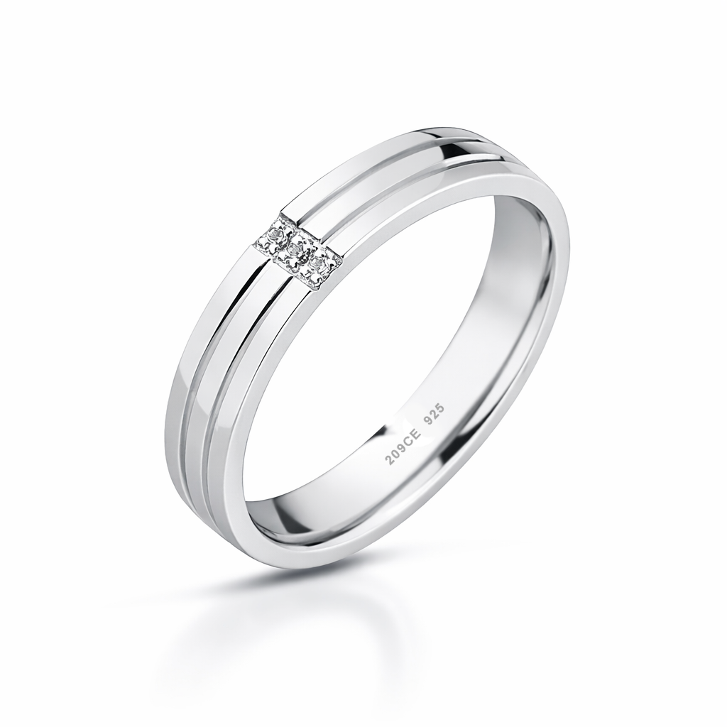 Fedina in Argento 925 Mod. Comoda con Zirconi