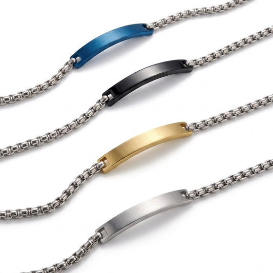 Bracciale Unisex in Acciaio con Targhetta Centrale Personalizzabile