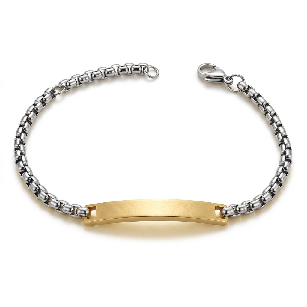 Bracciale Unisex in Acciaio con Targhetta Centrale Personalizzabile