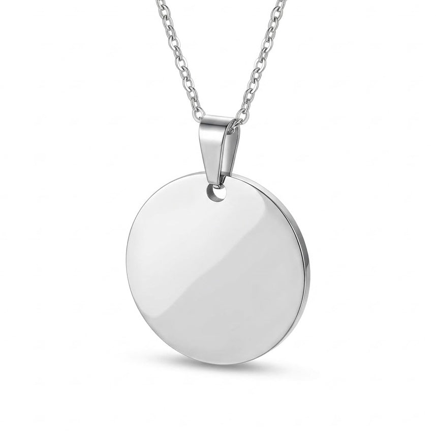 Collana in Acciaio con pendente Tondo Personalizzabile