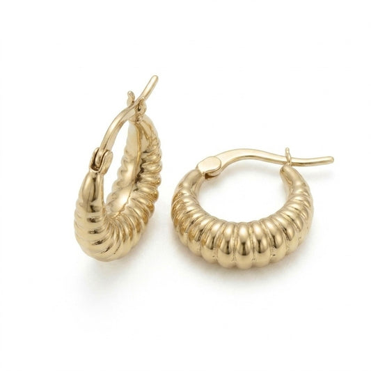 Orecchini Cerchio Rigato in Argento 925 Placcato Oro