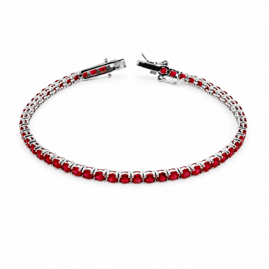 Bracciale Tennis Rosso con Zirconi in Argento 925