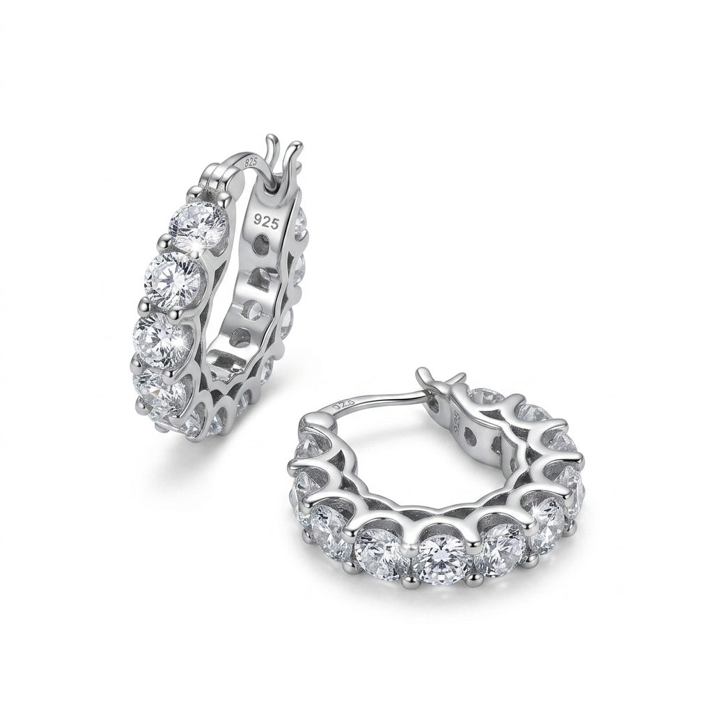 Orecchini a Cerchio con Zirconi in Argento 925