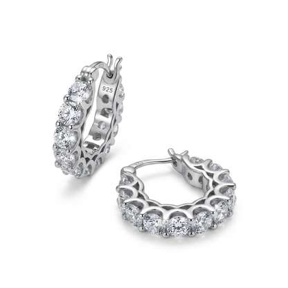 Orecchini a Cerchio con Zirconi in Argento 925
