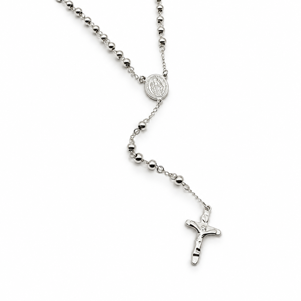 Collana Rosario in Acciaio Silver 6mm