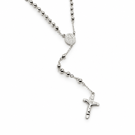 Collana Rosario in Acciaio Silver 6mm