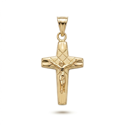 Pendente Croce con Cristo in Argento 925 Placcato Oro