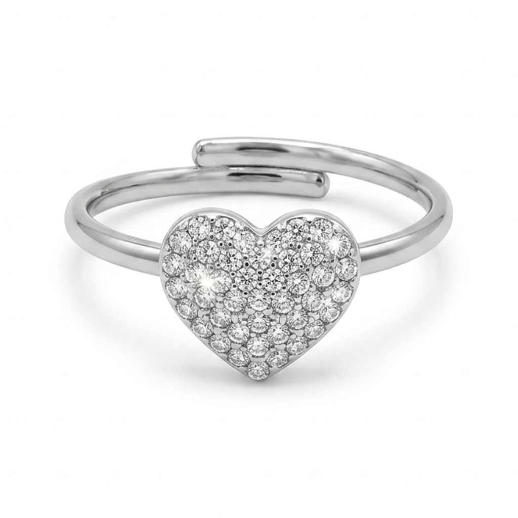 Anello Cuore pieno in Acciaio