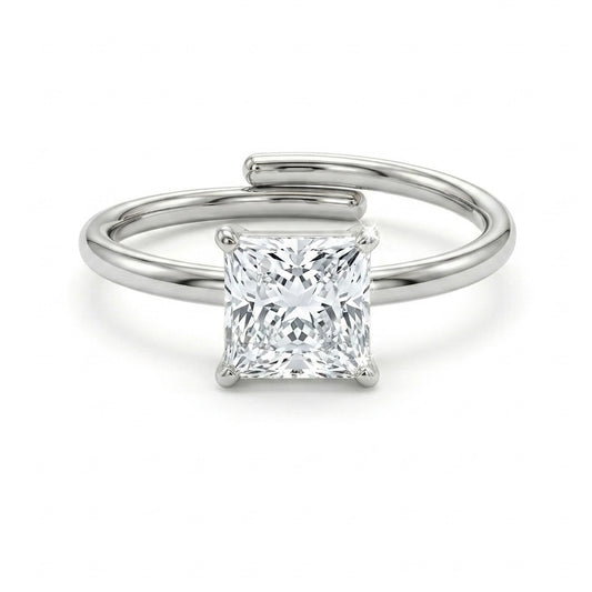 Anello Solitario Princess in Acciaio
