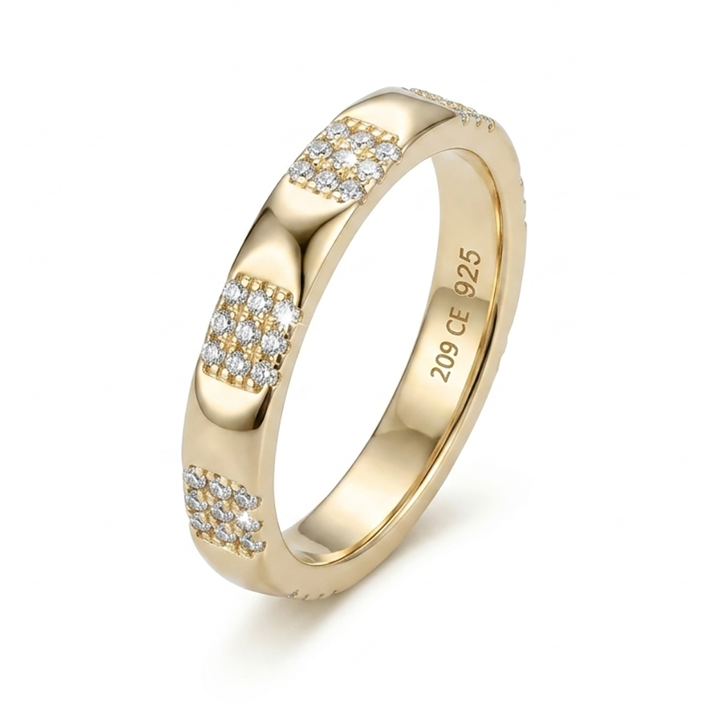 Fede/Fedina in Argento 925 Placcato Oro con Zirconi