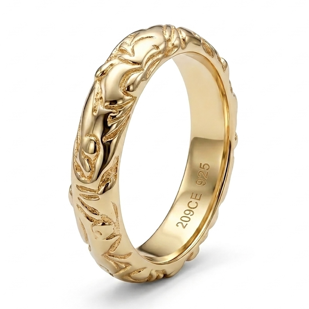 Fede/Fedina in Argento 925 Placcato Oro Mod. Cesellata