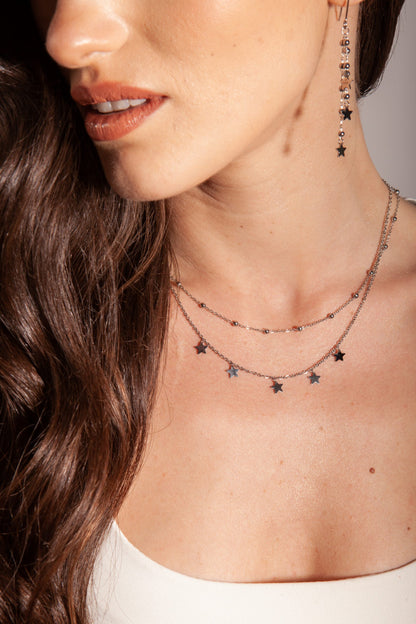 Collana Doppia con Stelline Pendenti Acciaio - Stardust - #BrandGioielli