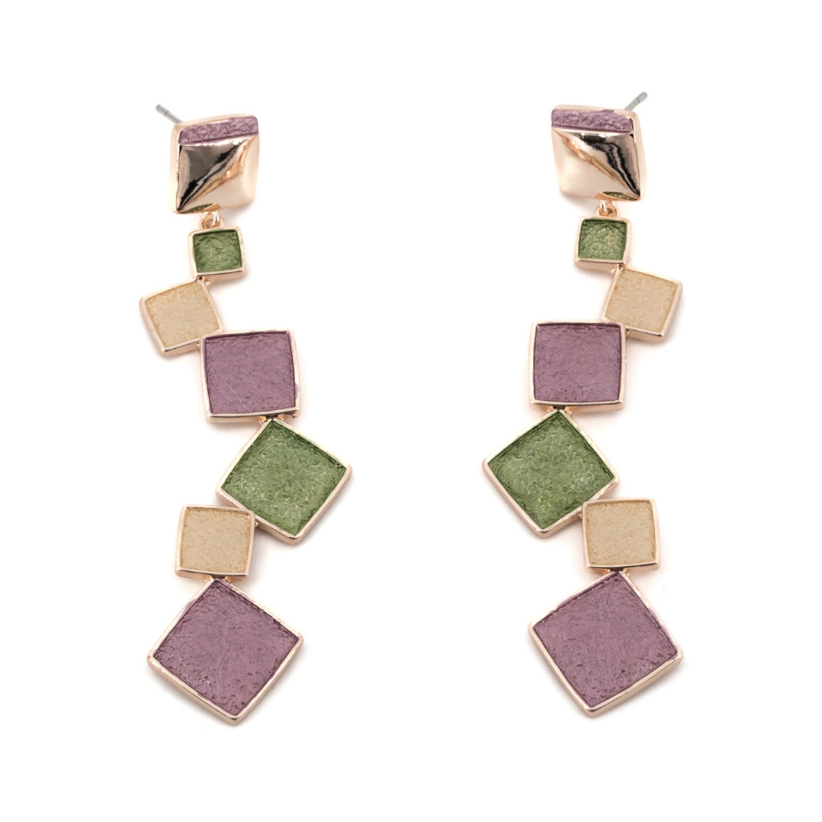 Orecchini lunghi a sei quadretti - KLK Gioielli