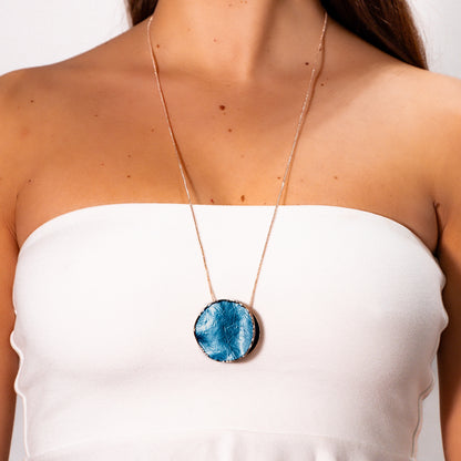 Collana catena lunga con tondo e fessura - KLK Gioielli