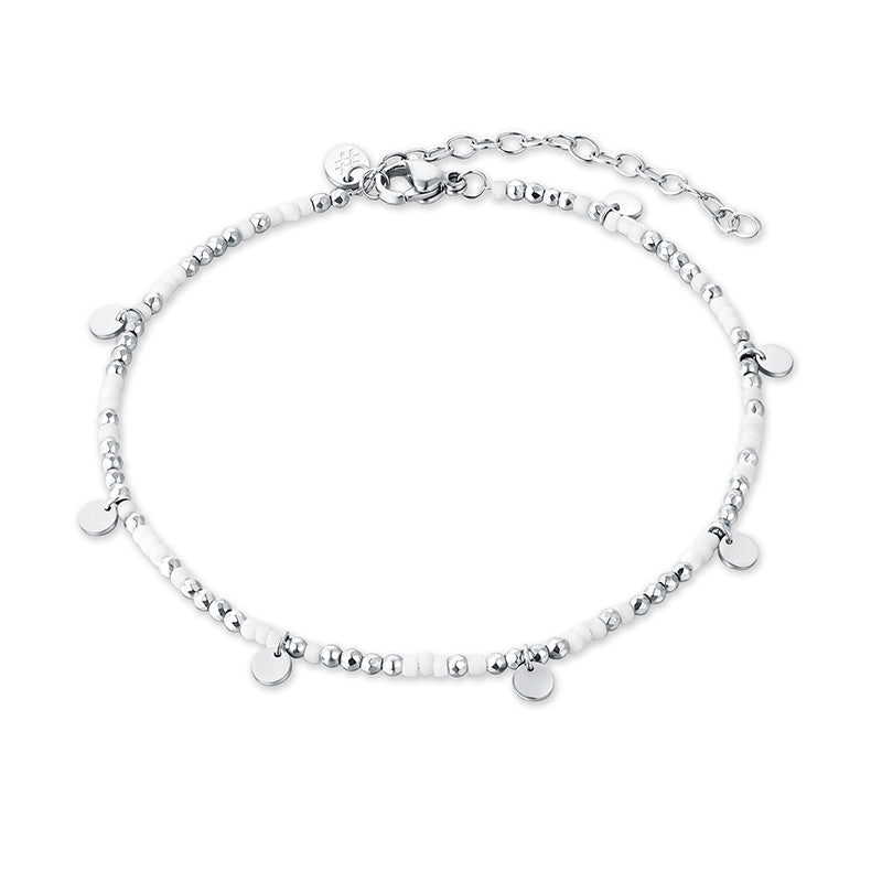 Cavigliera con Medaglie e Perline Bianche - Calypso - #BrandGioielli