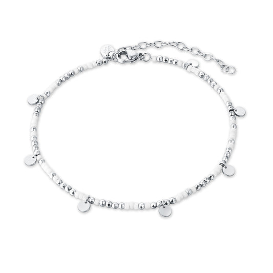 Cavigliera con Medaglie e Perline Bianche - Calypso - #BrandGioielli