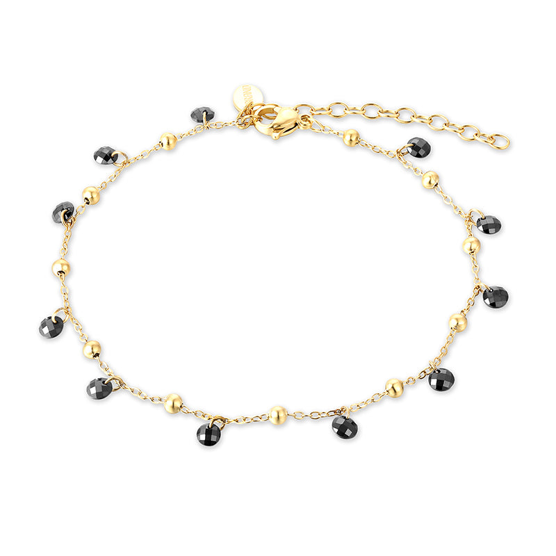 Cavigliera Oro Cristalli Neri - Calypso - #BrandGioielli