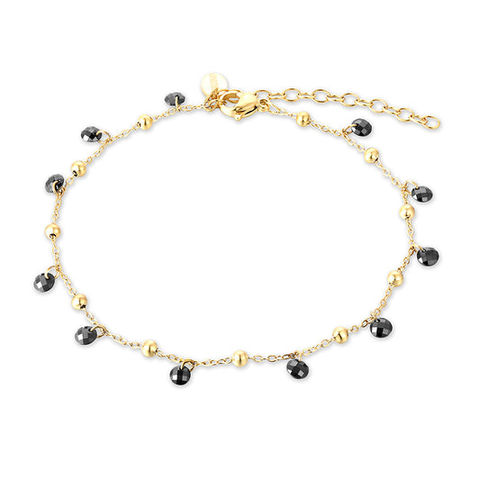 Cavigliera Oro Cristalli Neri - Calypso - #BrandGioielli