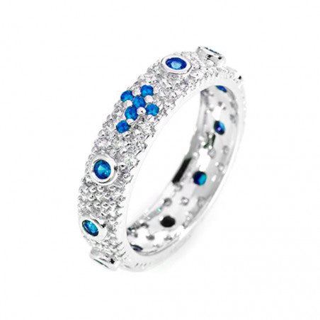 Anello Rosario con Zirconi in Argento 925 Rodiato Bloom Oro Gioielleria