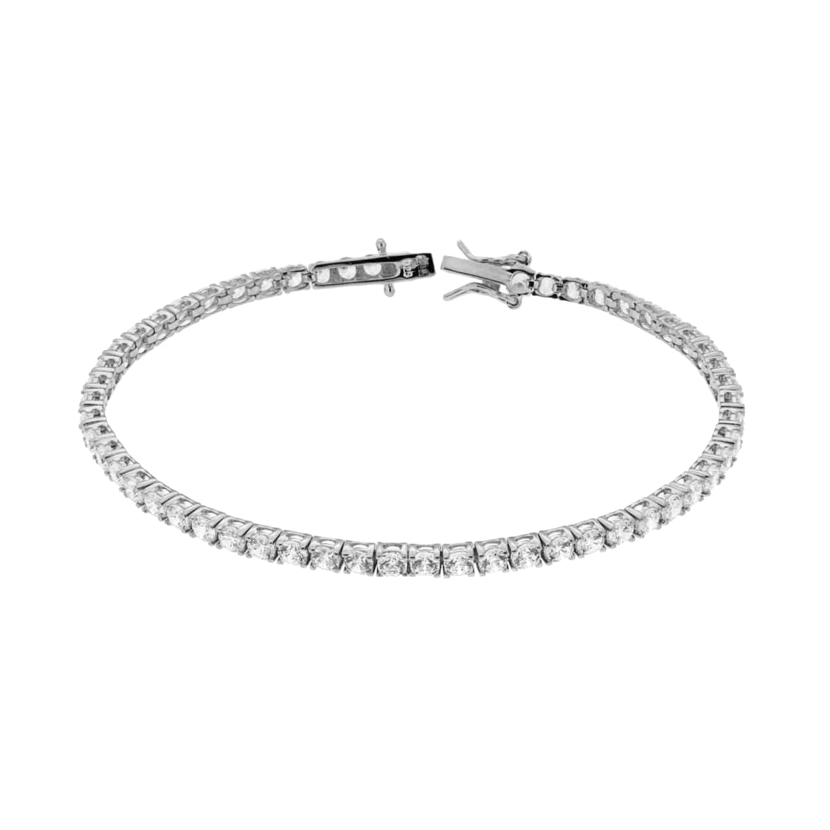 Bracciale Tennis Bianco con Zirconi 2,5mm in Argento 925 Rodiato Bloom Oro Gioielleria