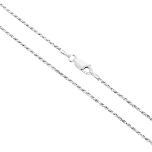 Catena Funetta (a Corda) Diamantata Lunghezza 50cm in Argento 925 Rodiata Bloom Oro Gioielleria