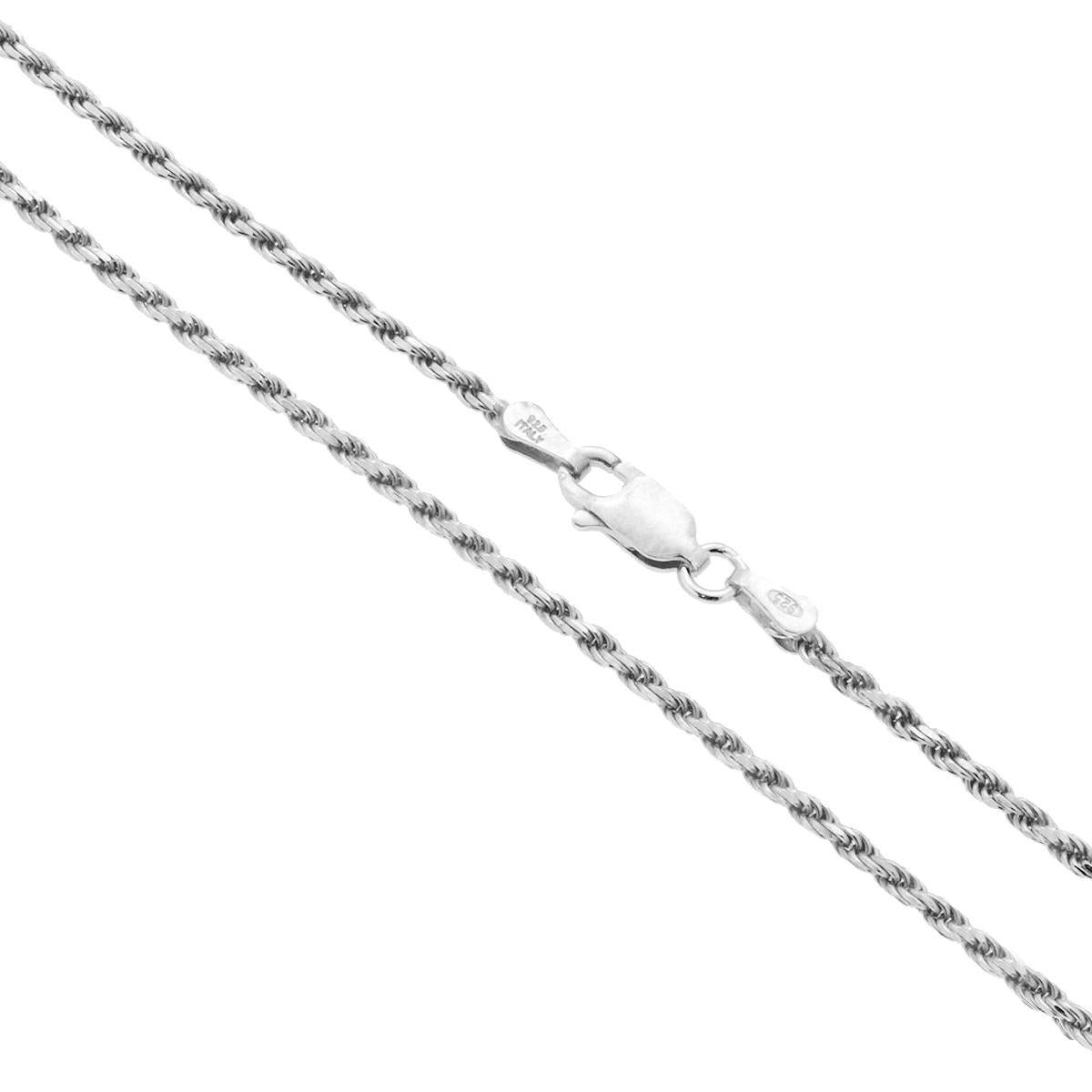 Catena Funetta (a Corda) Diamantata Lunghezza 70cm in Argento 925 Rodiata Bloom Oro Gioielleria