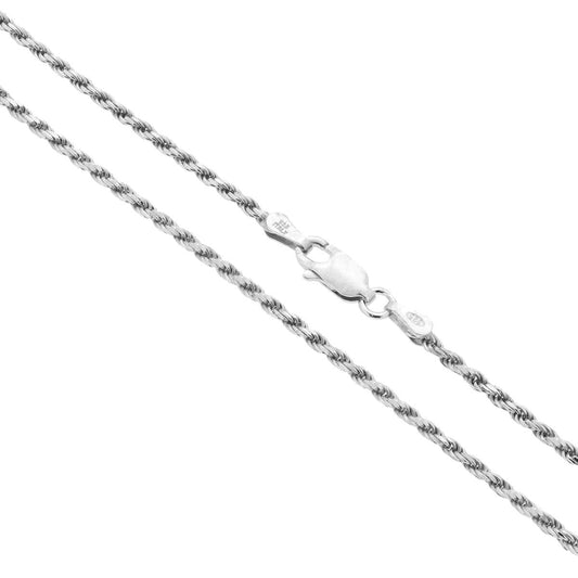 Catena Funetta (a Corda) Diamantata Lunghezza 70cm in Argento 925 Rodiata Bloom Oro Gioielleria